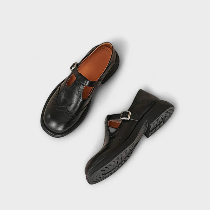 Bequeme Leder-Damenschuhe mit Klettverschluss