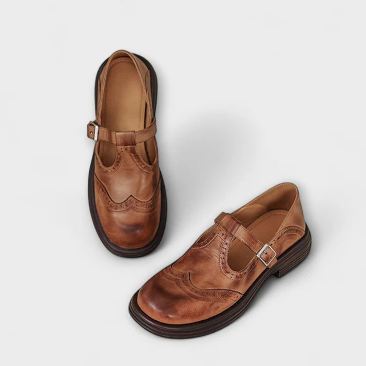 Bequeme Leder-Damenschuhe mit Klettverschluss
