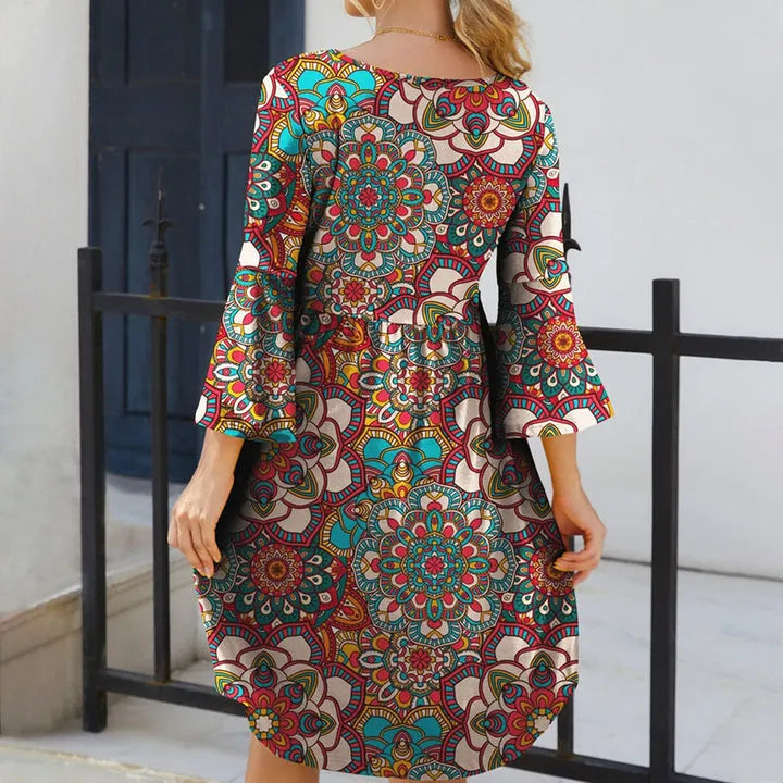 Kleid mit Vintage-Boho-Print