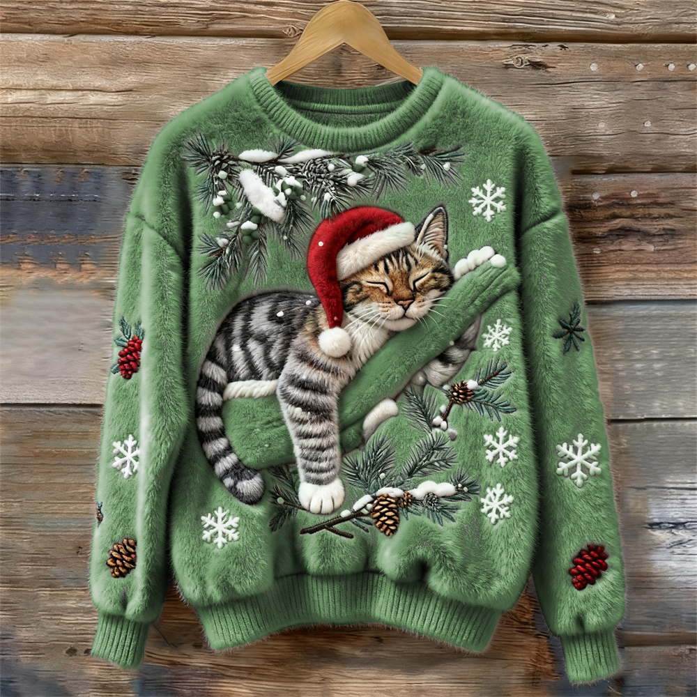Pull de Noël Festif avec Chat