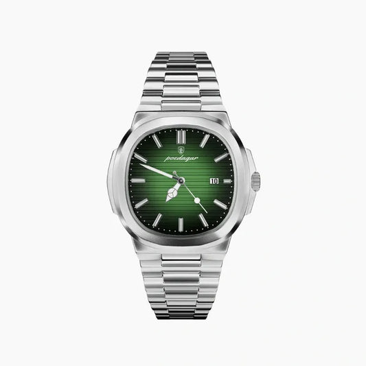 Edelstahl Armbanduhr mit grünem Zifferblatt – 41mm