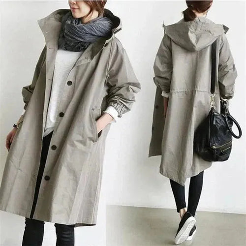 Trench-Coat Long Élégant Femme