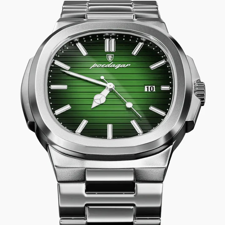 Montre-bracelet en acier inoxydable avec cadran vert – 41mm