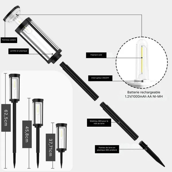 Lampes Solaires Extérieures LED – Éclairage Jardin et Allée (Pack de 2)