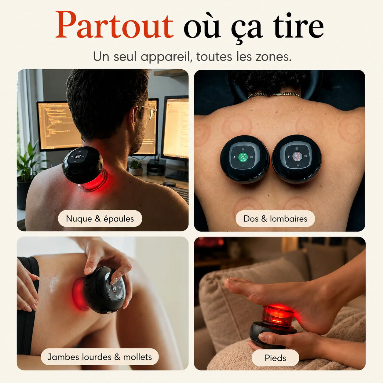 Ventouse de Massage Multifonction avec Lumière Rouge