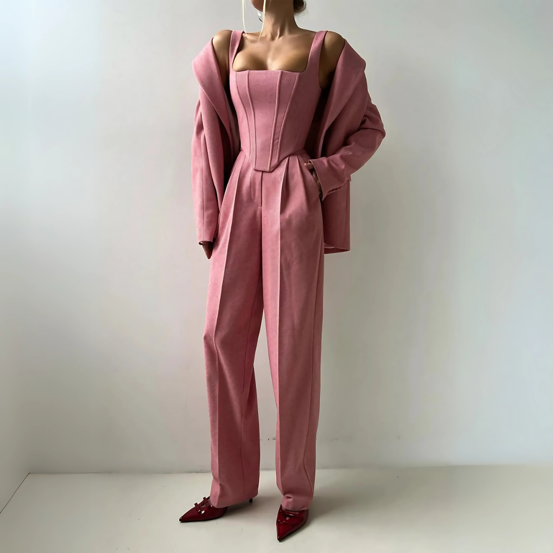 Elegantes 3-teiliges Damen-Set mit Blazer und Hose