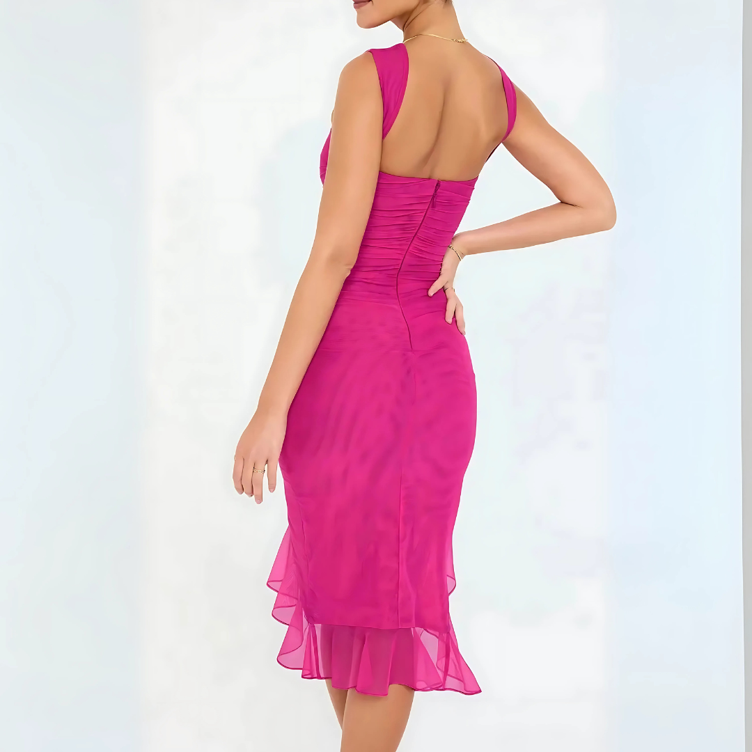 Elegantes Rüschen-Midikleid für besondere Anlässe