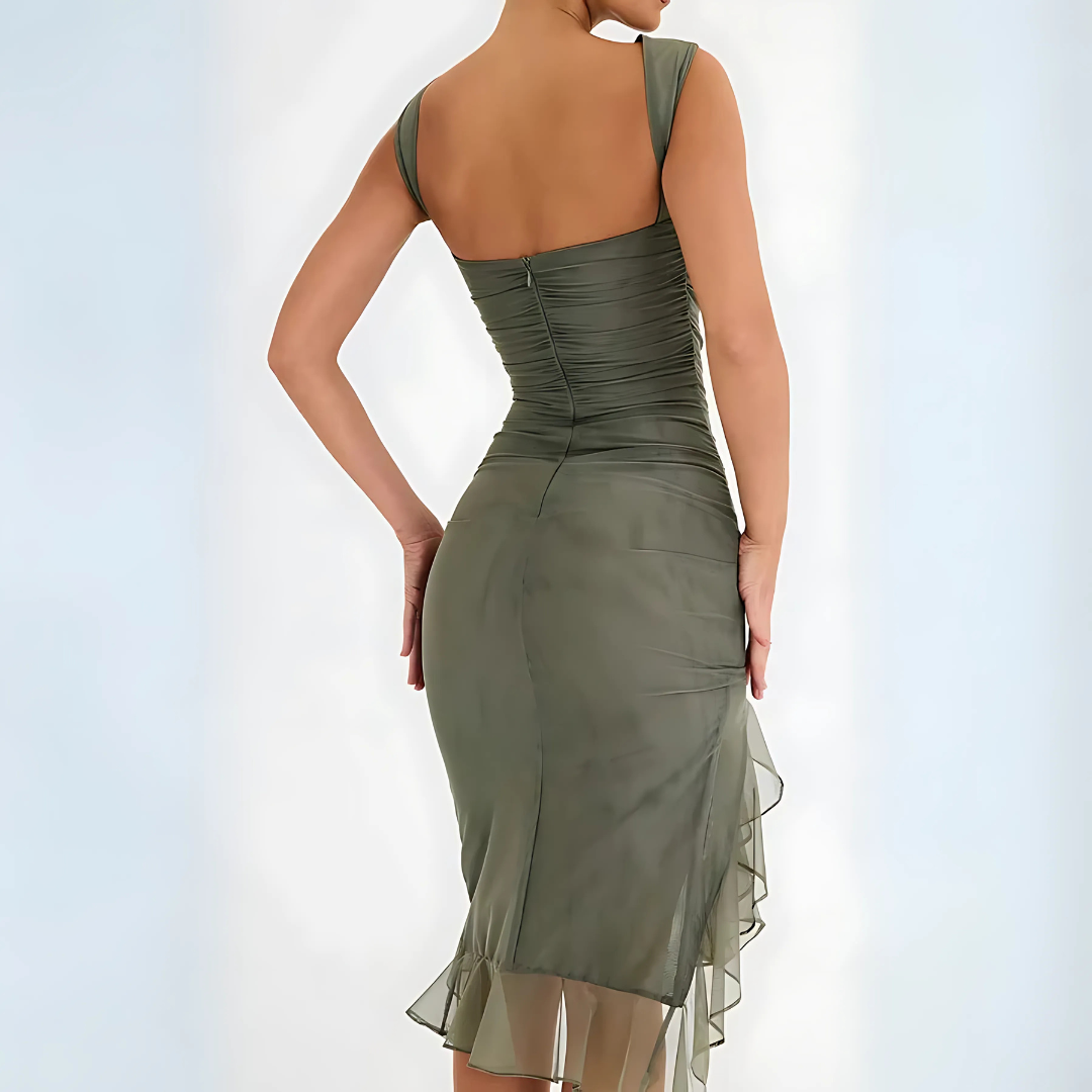 Elegantes Rüschen-Midikleid für besondere Anlässe