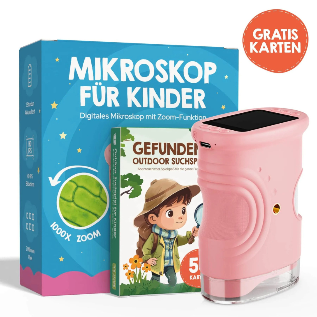 Abenteuer-Mikroskop für Kinder mit Lernkarten