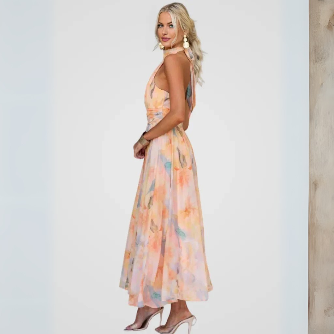 Midikleid mit Neckholder - Farbton Peach