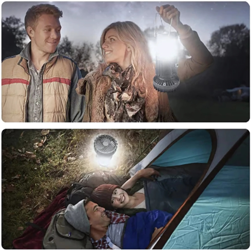 Tragbare 2-in-1-Solar-Abenteuerlampe und Ventilator