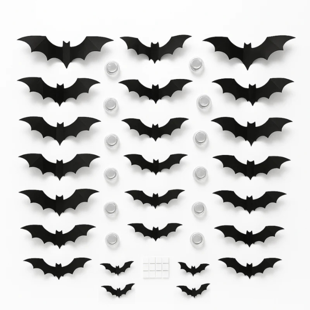 Leuchtende 3D-Fledermäuse als Halloween-Dekoration