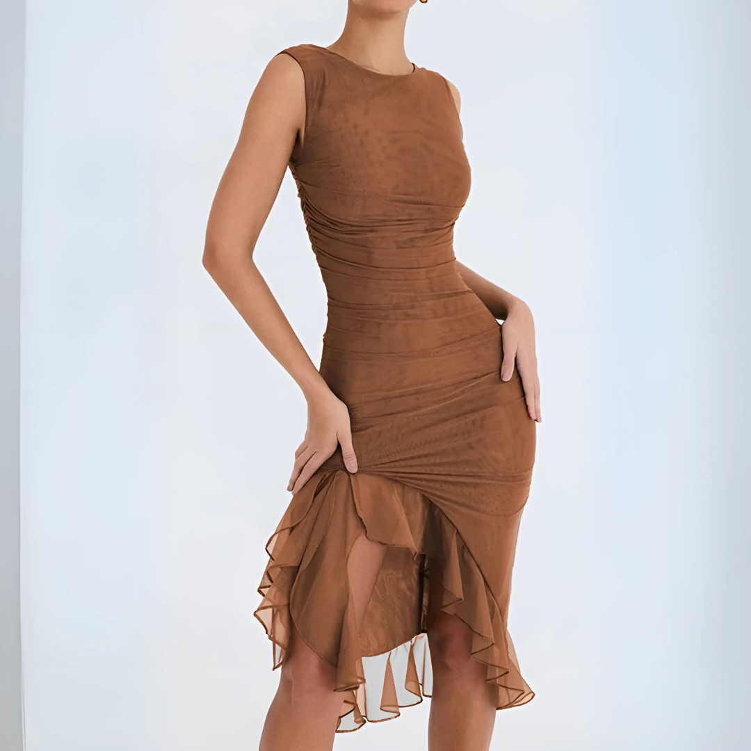 Elegantes Rüschen-Midikleid für besondere Anlässe