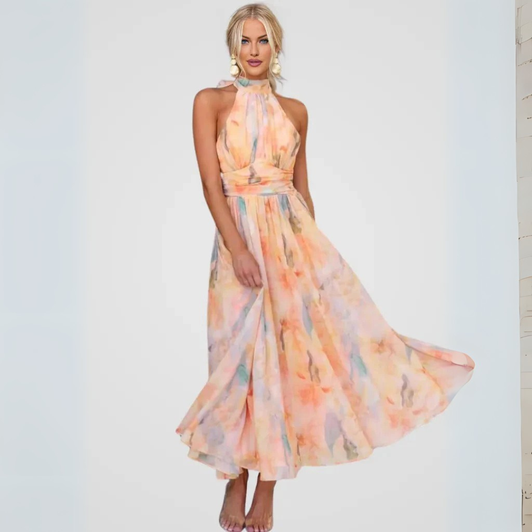 Midikleid mit Neckholder - Farbton Peach