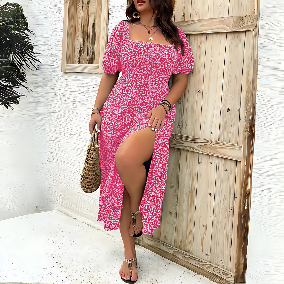 Langes Kleid mit Puffärmeln