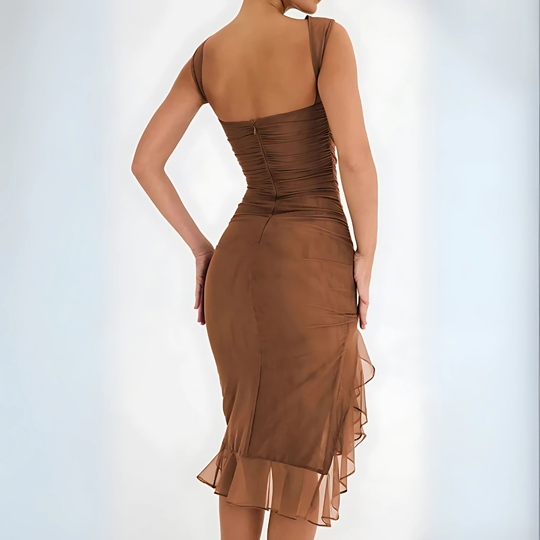 Elegantes Rüschen-Midikleid für besondere Anlässe