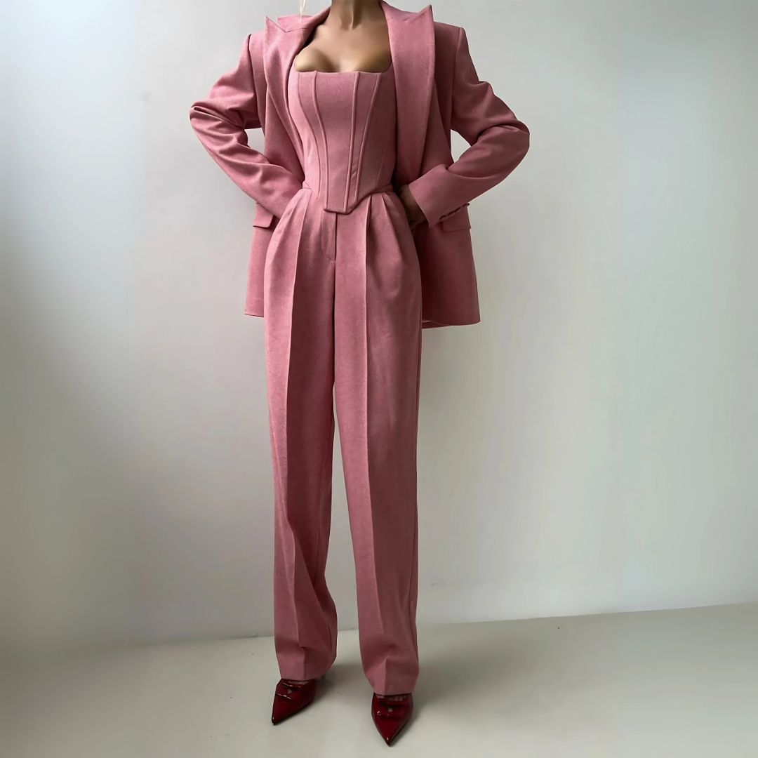 Elegantes 3-teiliges Damen-Set mit Blazer und Hose