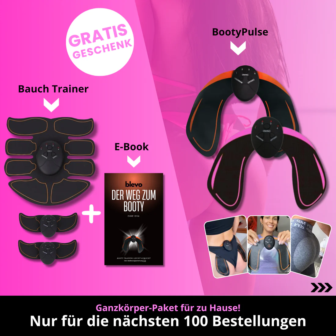 EMS-Trainingsgerät für Bauch, Beine & Po