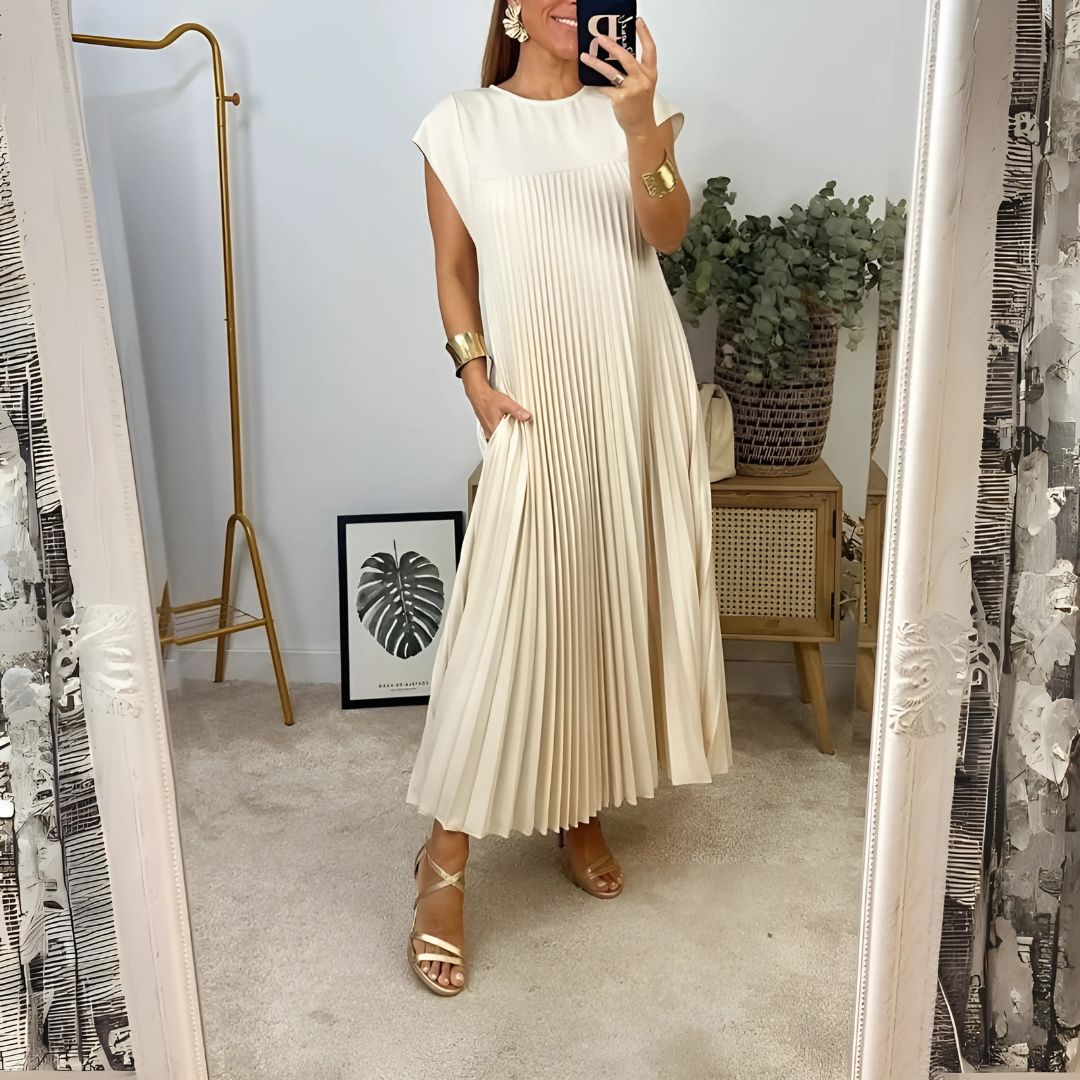 Feminines Faltenkleid mit Gürtel - Elegant & bequem