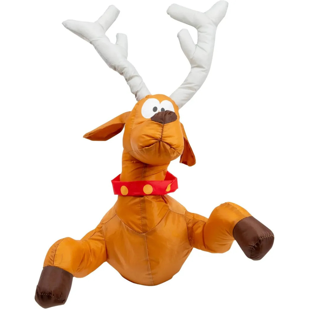 Weihnachtsdekorationen Weihnachtsmann und zerquetschtes Rentier