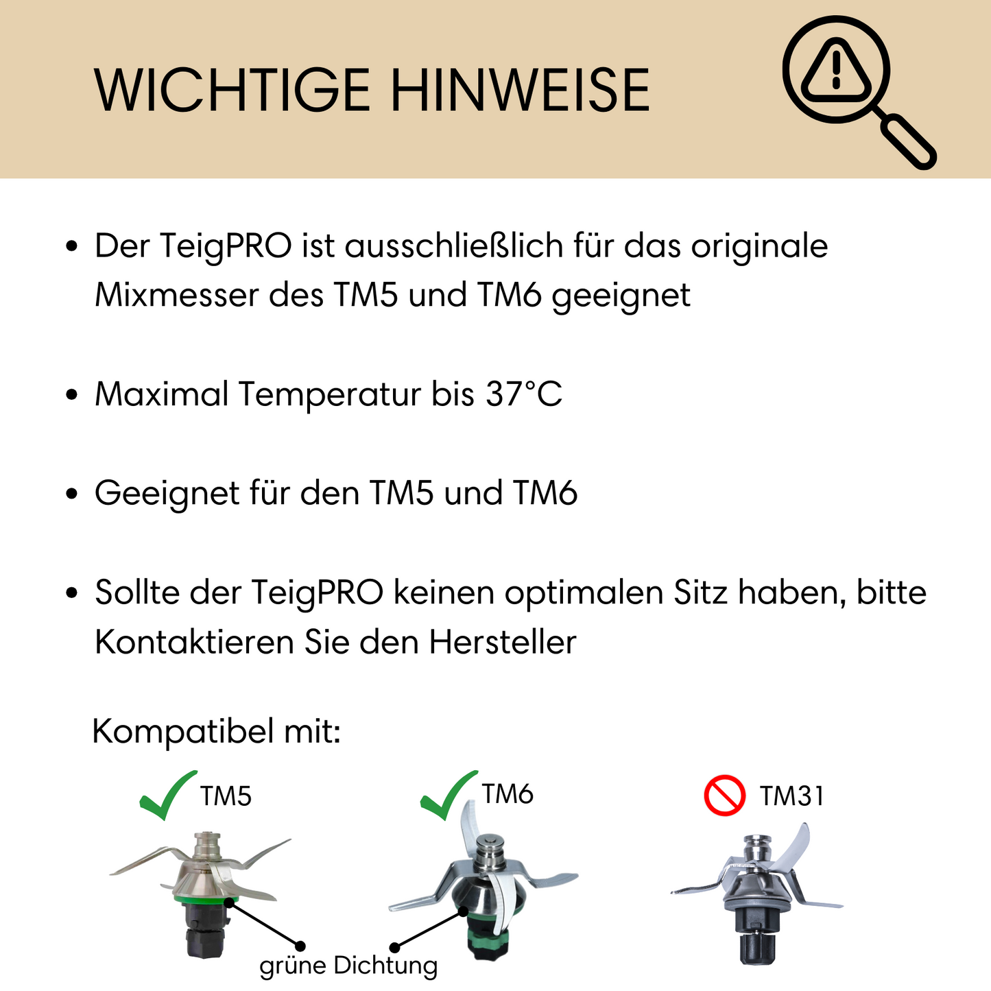 TeigPRO – Messerschutz kompatibel mit Thermomix TM5 und TM6