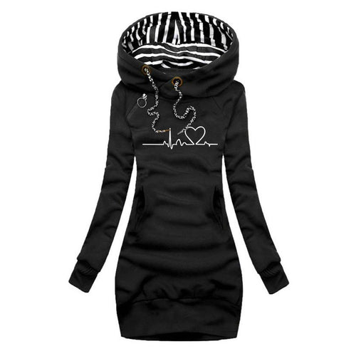 Cécile | Bedrucktes Pulloverkleid Heartbeat
