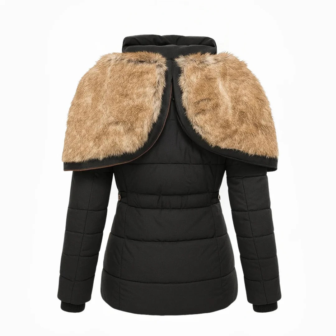 Eleganter Damen-Wintermantel mit Kunstpelzkragen