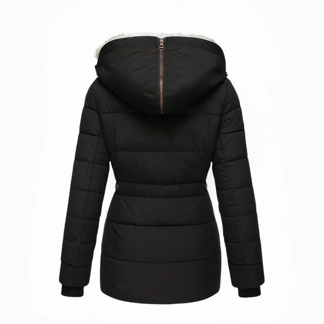 Eleganter Damen-Wintermantel mit Kunstpelzkragen