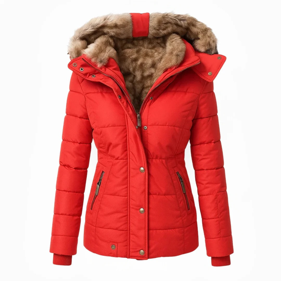 Eleganter Damen-Wintermantel mit Kunstpelzkragen