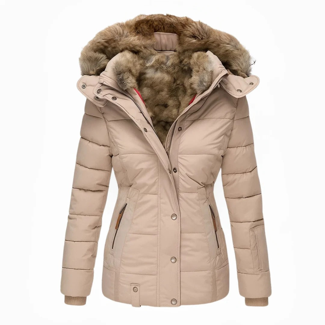 Eleganter Damen-Wintermantel mit Kunstpelzkragen
