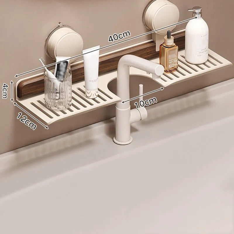 Badezimmer Saugnapf Ablage im Walnuss-Design
