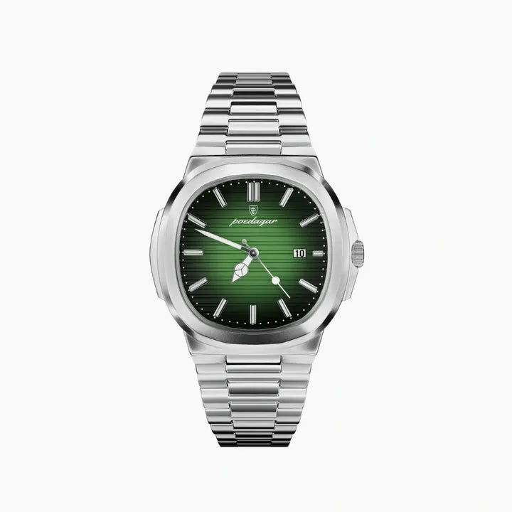 Edelstahl Armbanduhr mit grünem Zifferblatt - 41mm