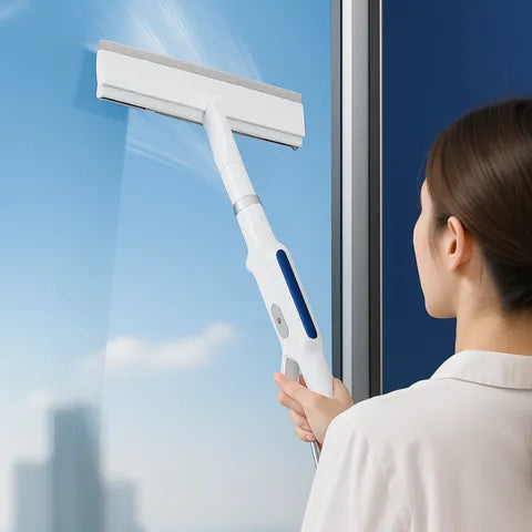 Fensterreiniger mit Sprühfarbe