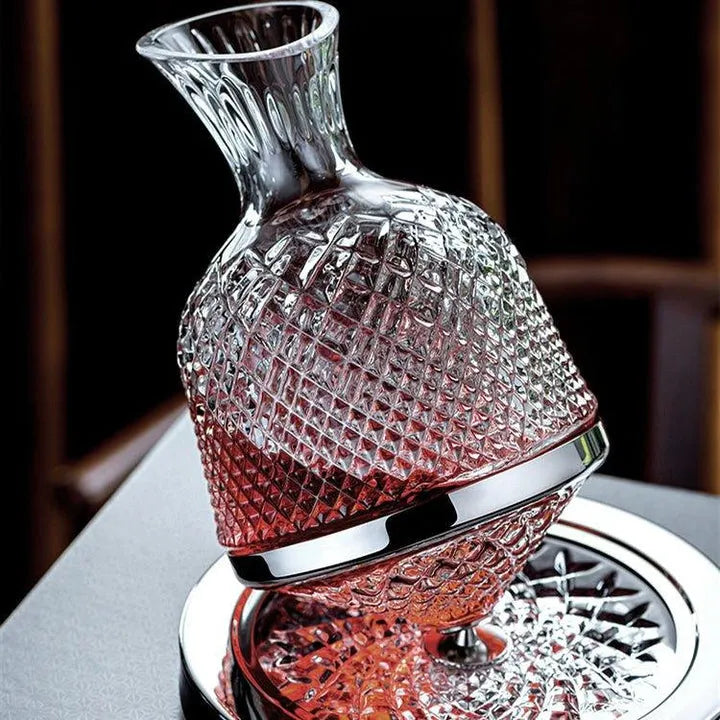 LuxeDecant™ - 360° rotierender Kristall Hand geblasener Weindekanter