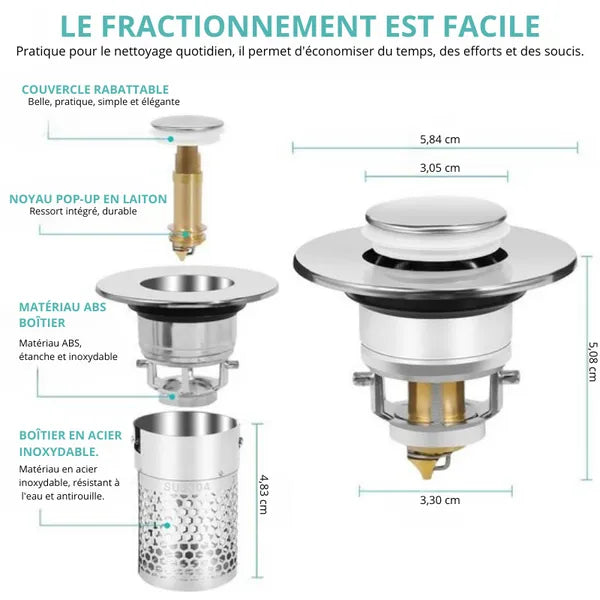 Universal-Abflussstopfen mit integriertem Filter