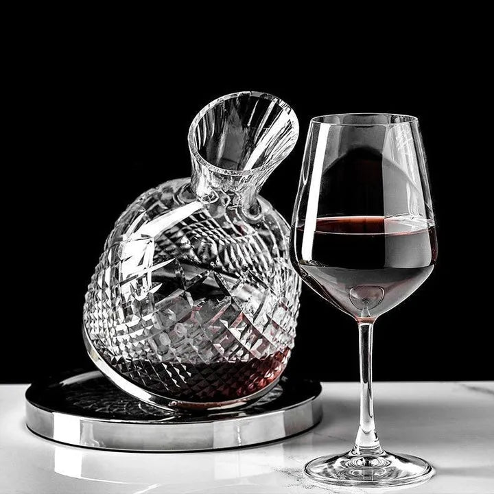 LuxeDecant™ - 360° rotierender Kristall Hand geblasener Weindekanter
