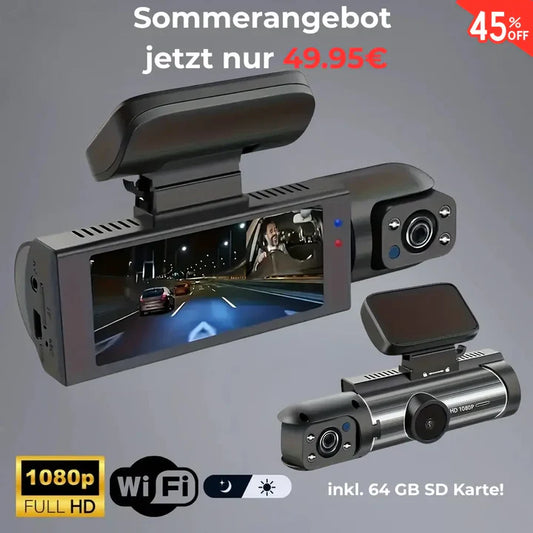 Dashcam Full-HD con Nachtsicht e 64GB Speicherkarte