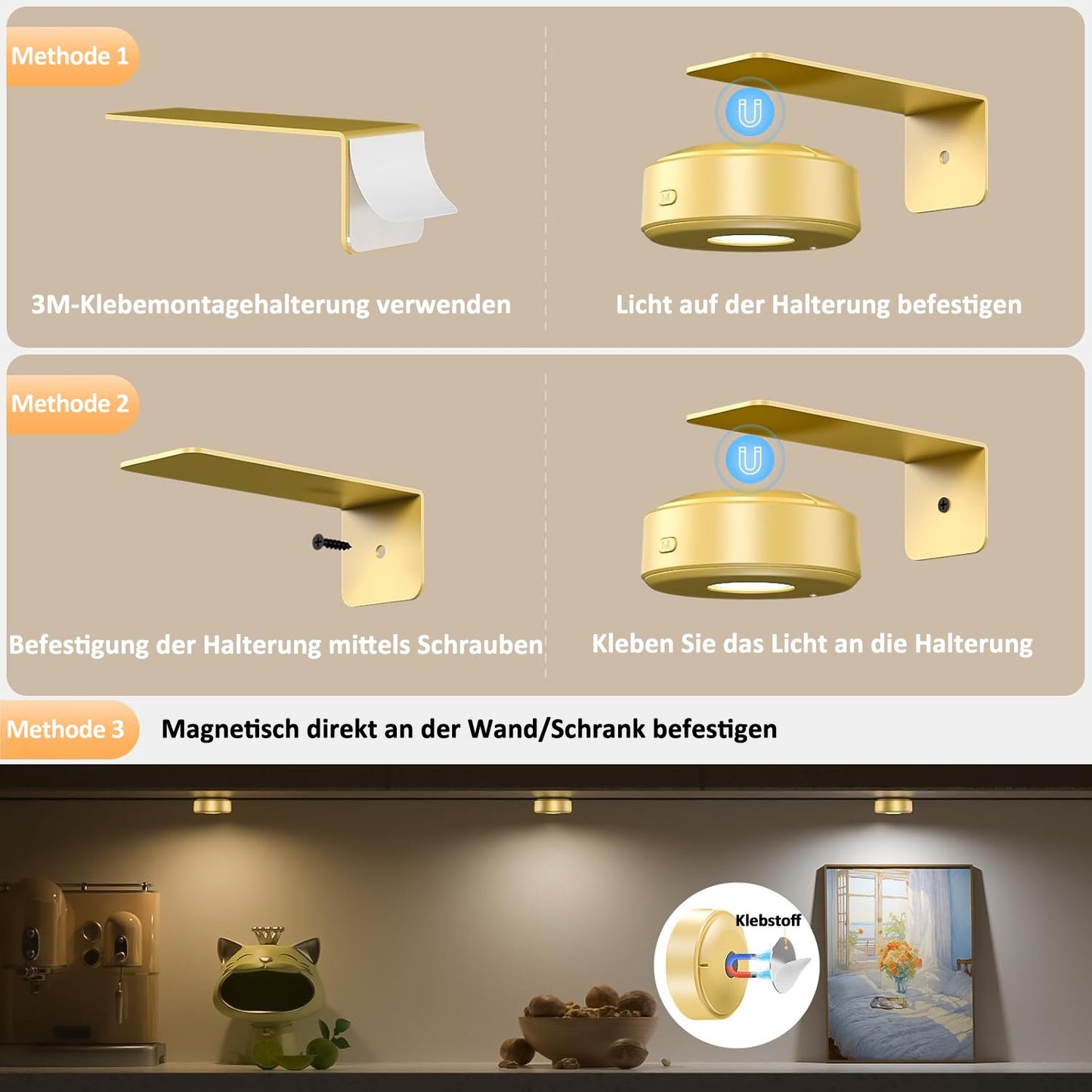 Magnetisches Mallicht con 13 Beleuchtungsmodi