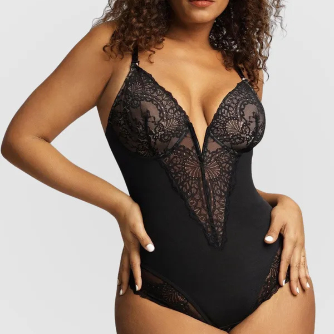 Body in pizzo nero trasparente