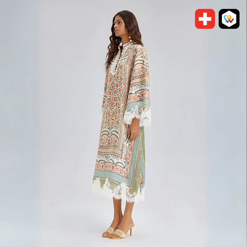 Abito in pizzo con stampa vintage