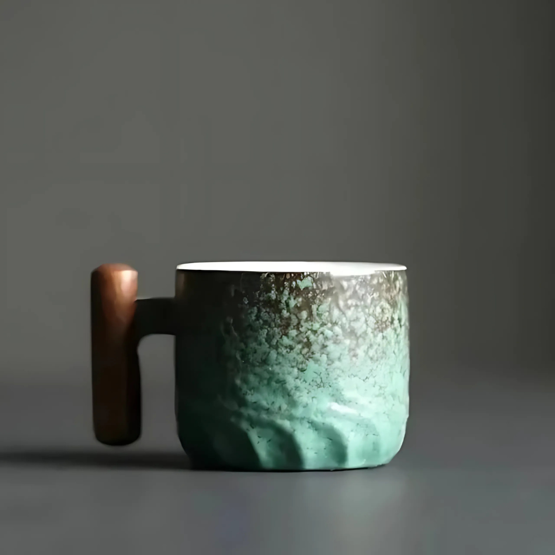 Tazze da espresso vintage con manico in legno