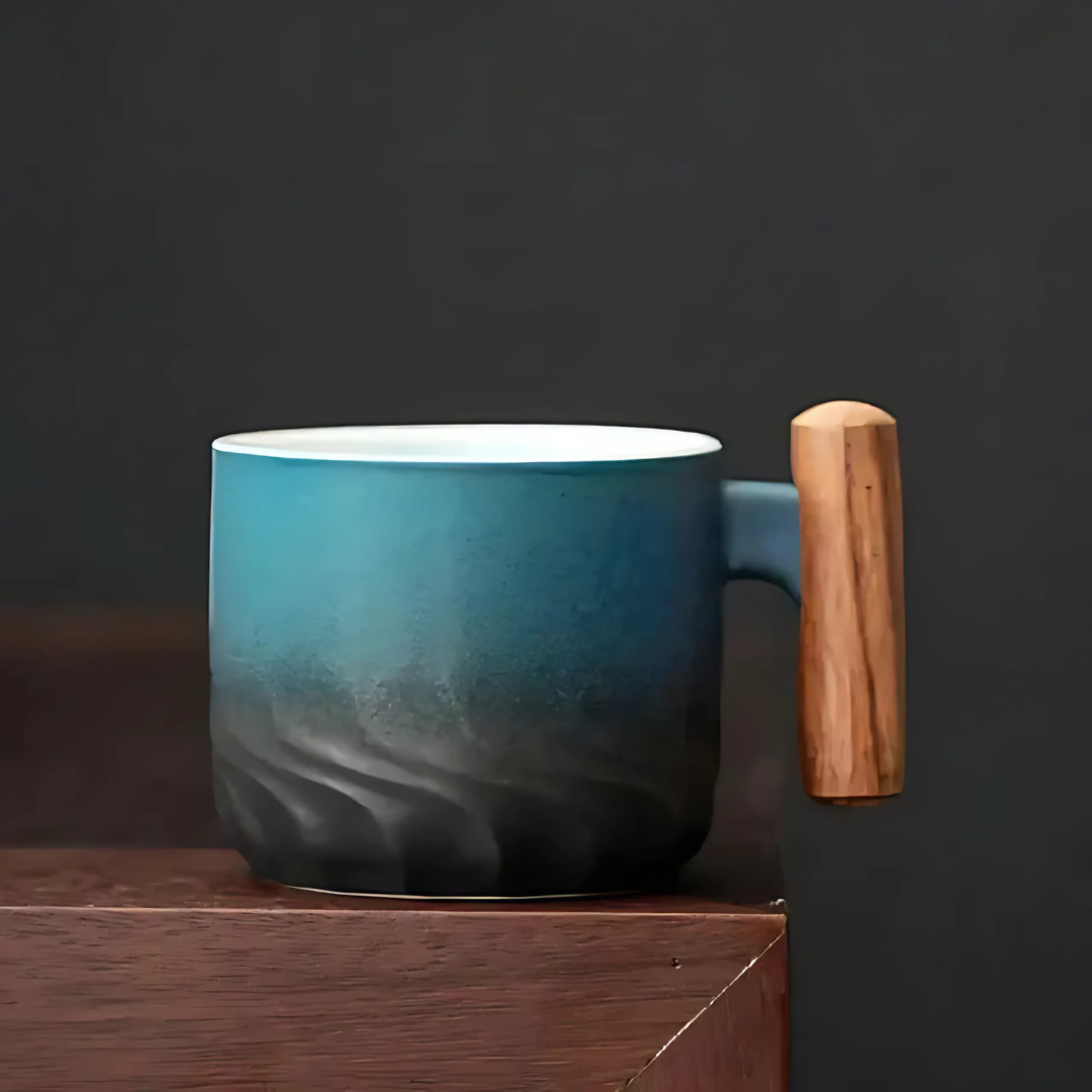 Tazze da espresso vintage con manico in legno