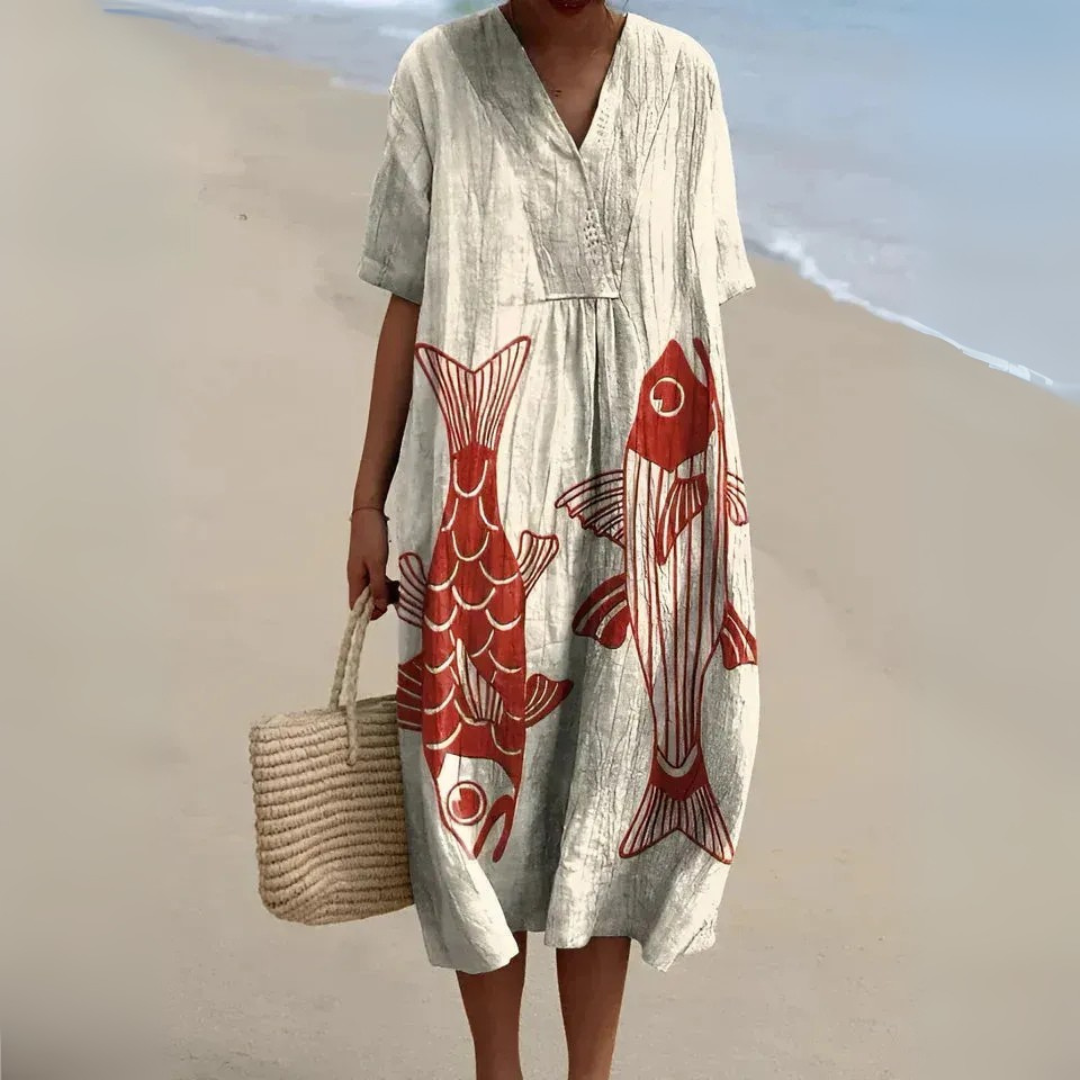 Maxi abito geometrico multicolore