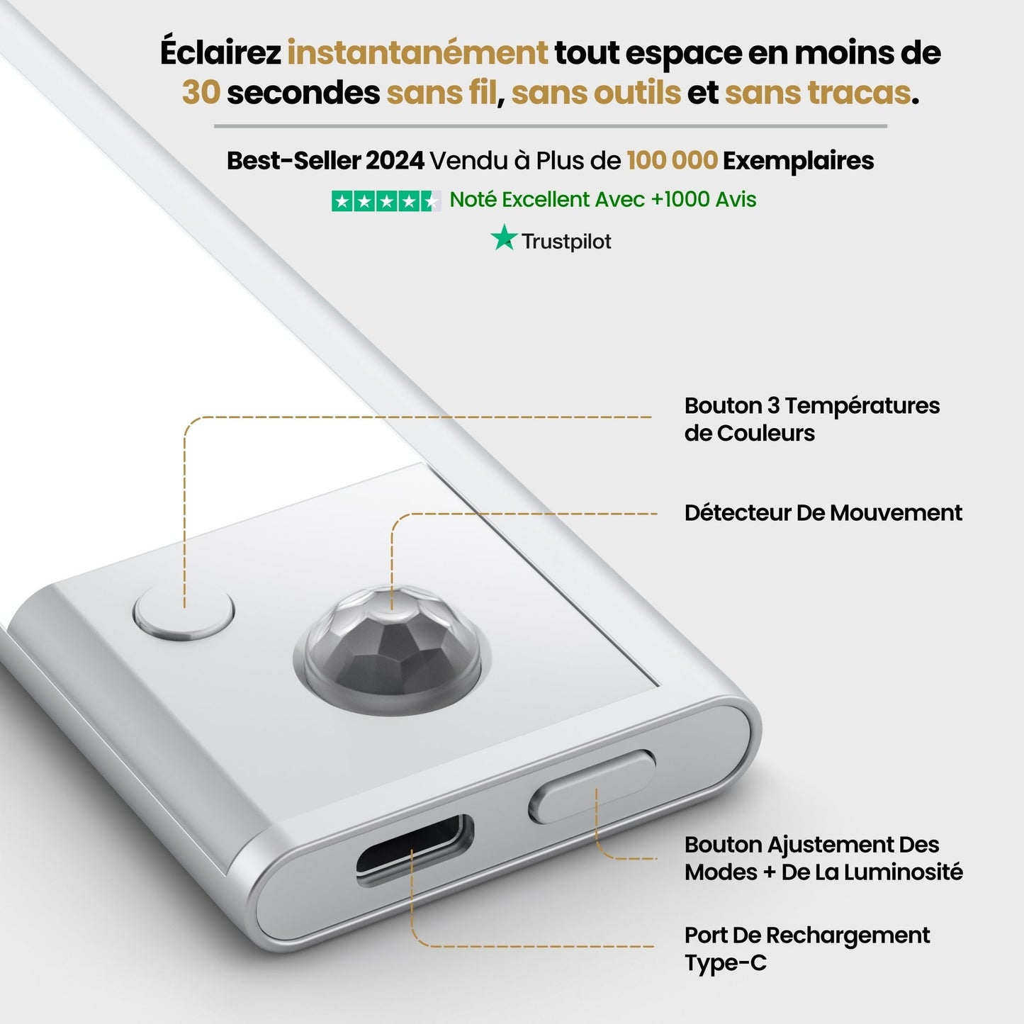Movimento 3.0™ | Striscia LED con sensore di movimento senza fili.
