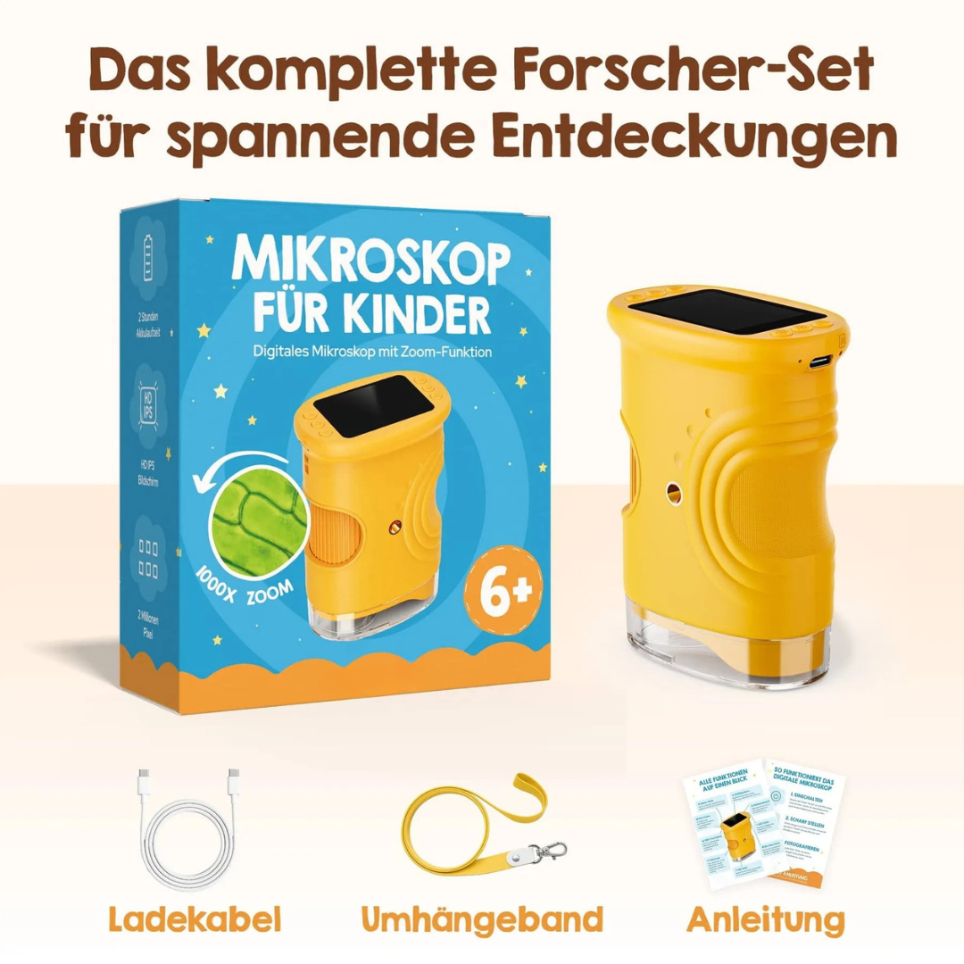 Abenteuer-Mikroskop für Kinder mit Lernkarten (Piano d'azione per bambini con cartellini)