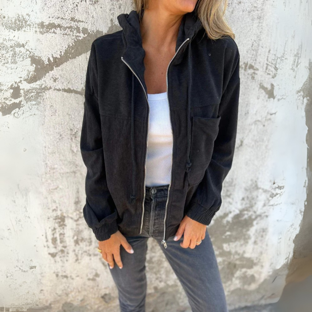 Kord-Hoodie con cappuccio a forma di Reißverschluss