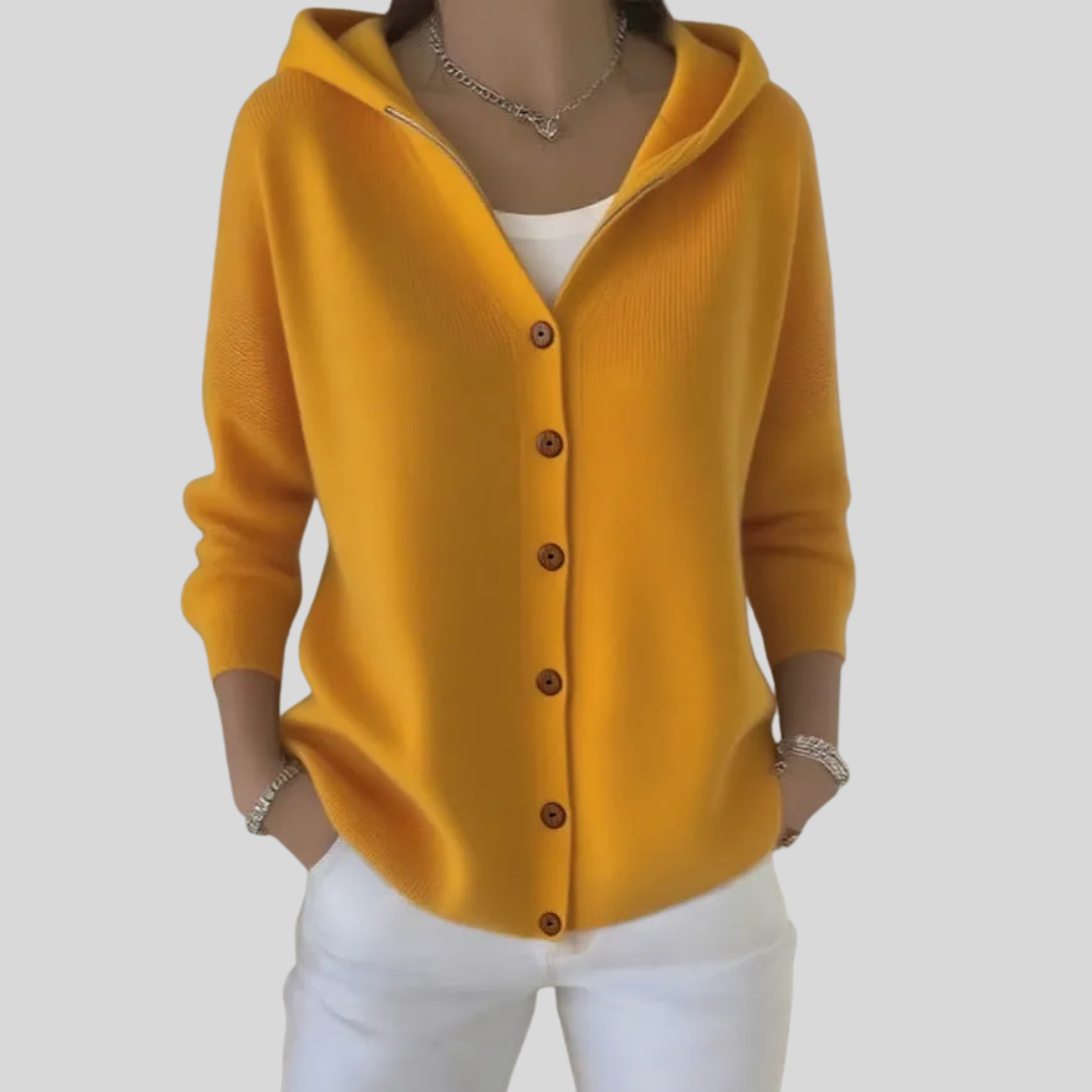 Morbido cardigan con cappuccio