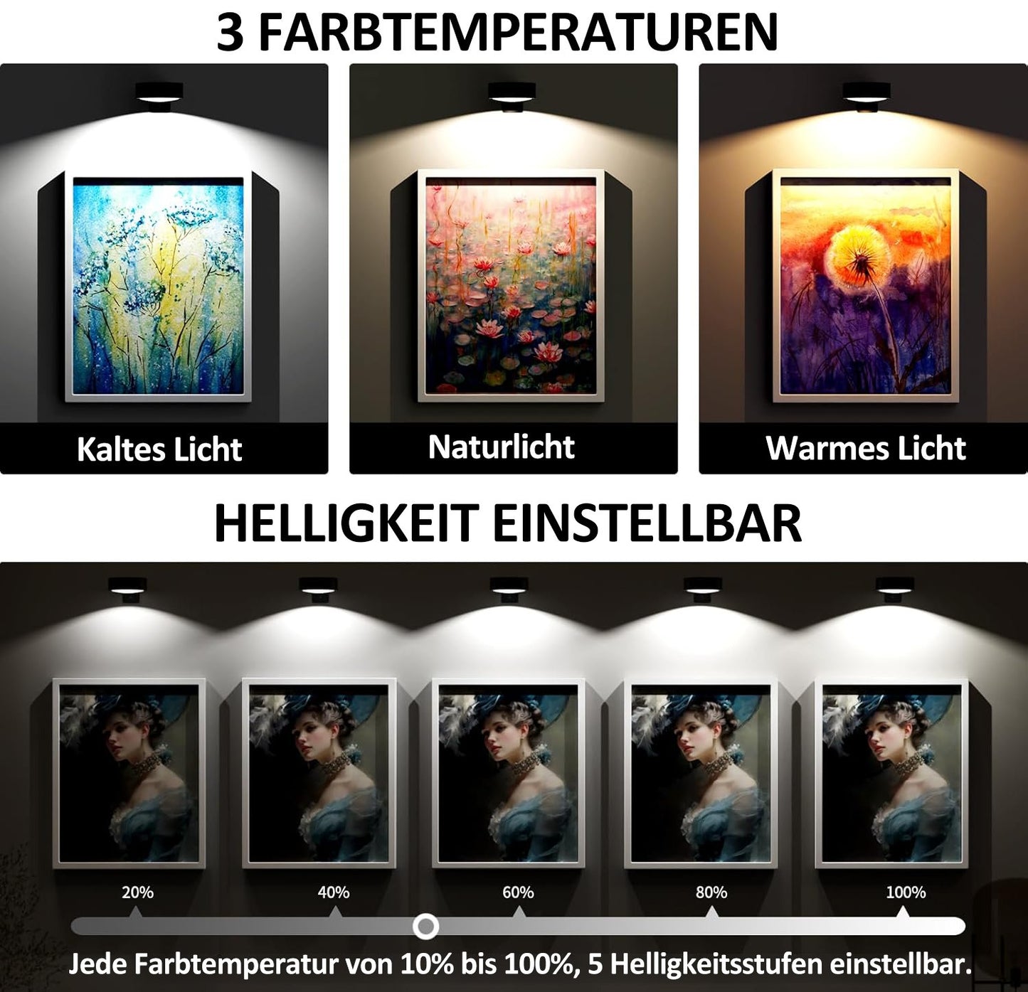 Magnetisches Mallicht con 13 Beleuchtungsmodi
