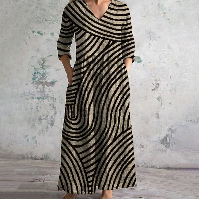 Maxi abito vintage a righe