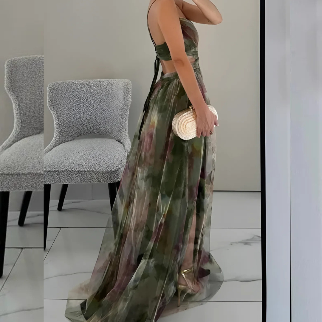 Élégance en Fleurs - Maxi abito con stampa bohémien